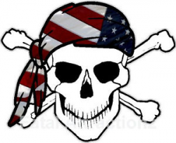 Skull Crossbones American Flag Bandana Vinyl Sticker Decal USA ...