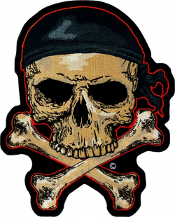 Etched Skull & Crossbones With Red Patch | Back Patches