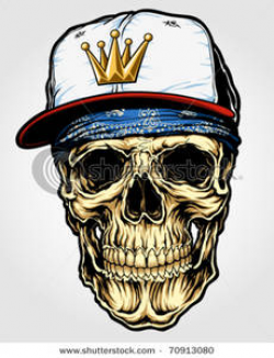 A Skull with a Hat and Bandana Clipart Image