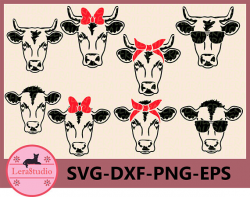 Cow SVG, Farm svg, Cow with Bandana svg, Cow in Sunglasses Svg, Cow ...