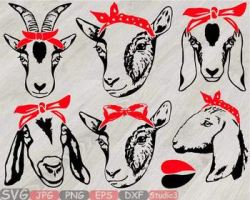 Goat Head whit Bandana Silhouette SVG clipart feet goats Farm Milk 798S