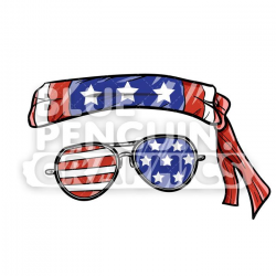 Cool USA Bandana and Sunglasses Vector Cartoon Clipart ...