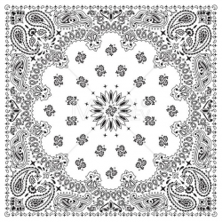 Bandana White - Vector Clipart Illustration. bandanna, western, gang,  paisley, black, kerchief, background, handkerchief, scarf, print,