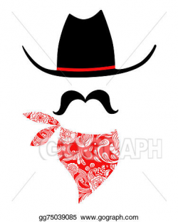 Stock Illustration - Cowboy with mustache and bandana. Clipart ...