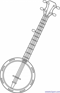 Banjo Lineart Clip Art - Sweet Clip Art