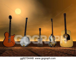 Stock Illustration - Guitars, banjo and ukulele. Clip Art gg62734448 ...