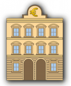 Clipart - Bank building with euro sign