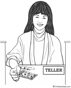 Bank Teller Coloring Page | YYYY