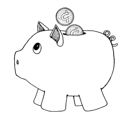 Piggy Bank Black And White Clipart