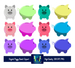 Piggy Bank Digital Clipart. Instant Download. Multiple Colors. from ...