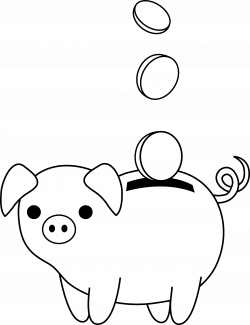Piggy Bank Colorable Line Art - Free Clip Art