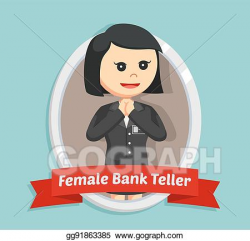 Vector Stock - Female bank teller in emblem. Clipart Illustration ...