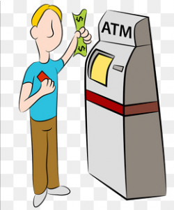 Cartoon Hand-painted Bank Atm Withdrawals, Cartoons, Hand Painted ...