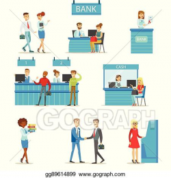 Vector Clipart - Bank service professionals and clients different ...