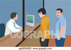 Stock Illustration - Men standing in queue at bank. Clipart ...