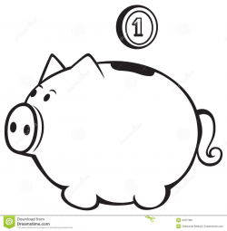 Piggy Bank Outline Clipart
