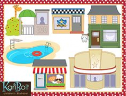 Community Helpers Buildings Clip Art for city and country ...
