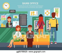 Vector Clipart - People inside bank office design concept . Vector ...