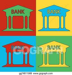 Vector Clipart - Pop art bank symbol icons. Vector Illustration ...