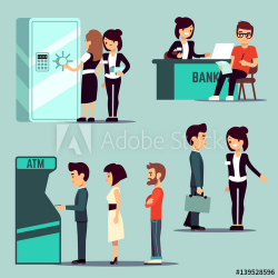 People in the bank, vector banking service, business concept ...