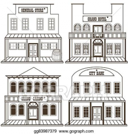 Vector Art - Old west buildings outlined 2. EPS clipart ...