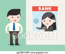 EPS Illustration - Businessman at bank counter, banker ...
