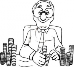 A Black and White Image of a Banker - Royalty Free Clipart Picture