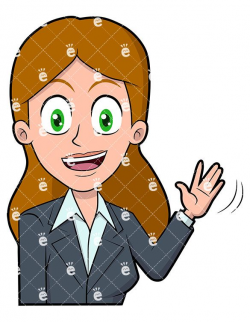 A Poised Businesswoman Waving While Smiling Vector Clipart ...