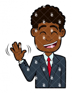 A Confident Black Businessman Waving Vector Clipart - FriendlyStock.com