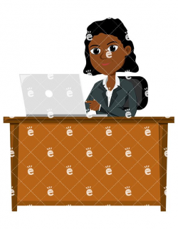 A Black Female Professional Using A Laptop At Work | Clipart ...