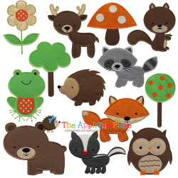 Woodland Animals set of 13-Brown Bear, Deer, Forest, Tree, Fox ...
