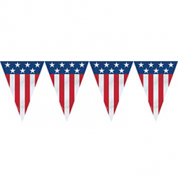 Amazon.com: 9ft Plastic 4th of July American Flag Pennant Banner ...