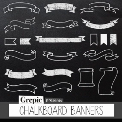 Chalkboard banners clipart Digital clipart CHALKBOARD by Grepic ...