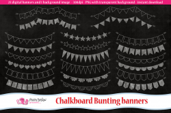 Chalkboard Bunting Banners clip art by | Design Bundles