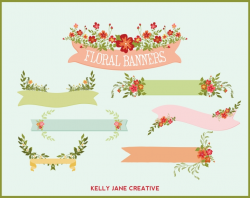 Free Flower Banner Clipart Floral Banner Clipart- FLOWER CLIPARTS