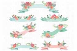 Wedding Floral Banner Clipart ~ Illustrations ~ Creative Market
