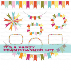 Birthday clip art frame party clip art ribbon clipart birthday ...