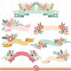 Floral Banners clipart pack 