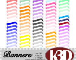 Banner clipart Label clip art Banner ribbon clip art Ribbons digital ...