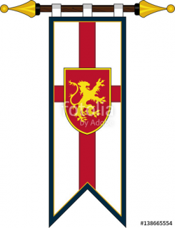 Medieval Heraldic Shield on Banner Flag