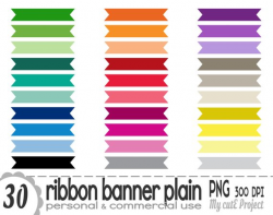 Ribbon banner plain Clipart 30 colors PNG 300 dpi