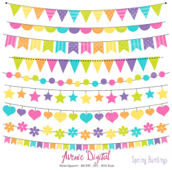 Bunting Banner Clipart. Scrapbook printable, Rainbow banners for ...