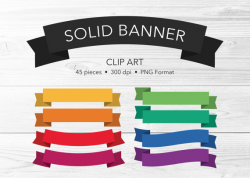 Solid Banner Clip Art -- 45 Pieces, Bright Ribbon, Flag Clip Art ...