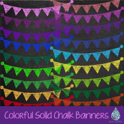 Colorful Solid Chalk Banner Clipart Monochromatic Chalk