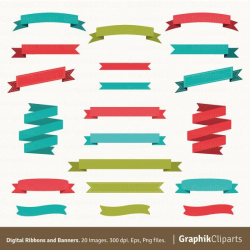 Digital Ribbons & Banners Clipart. Vector Ribbons and Vector Banners ...