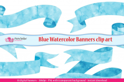 Blue Watercolor Banner clipart ~ Objects ~ Creative Market