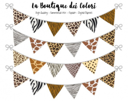 Animal Prints Banners Party Flags clipart Safari pennant