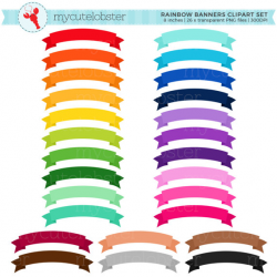 Rainbow Banners Clipart Set curved banners rainbow banner