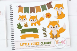 Fox Clip Art, Cute Fox Clipart, Little | Design Bundles