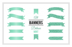 Banner Clip Art 'Deluxe Mint' Glitter Digital Banners for Wedding ...